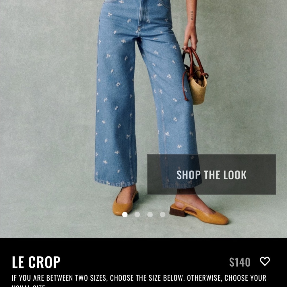 Sezane Blue Floral Wide Leg Jeans